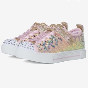 Baby Girl Toddler Skechers Twinkle Toes Sparks Sequin Party Gold Walker Sneakers